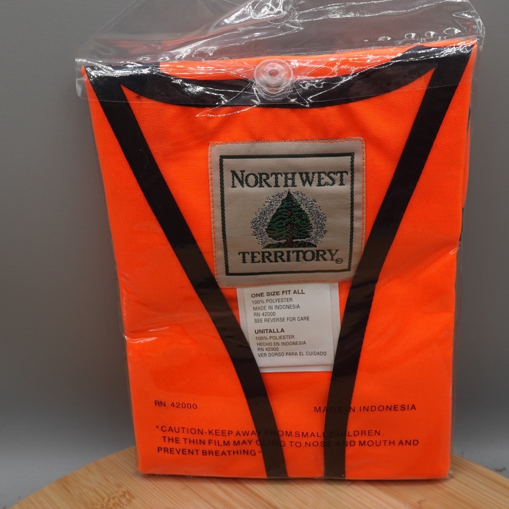 NorthWest Territory Polyester Blaze Orange Safety Vest Universal Fit NEW - Picture 2 of 2